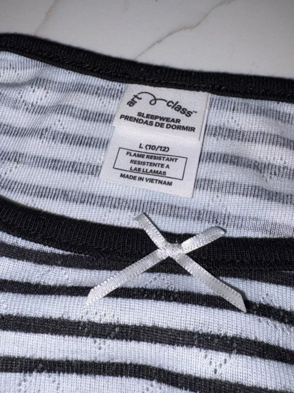 (L) Art Class Girls' Jacquard Striped Tank Top & Pants Pajama Set - Black/White